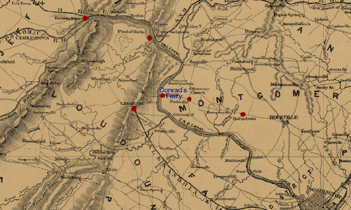 Map - Harpers Ferry to Darnestown