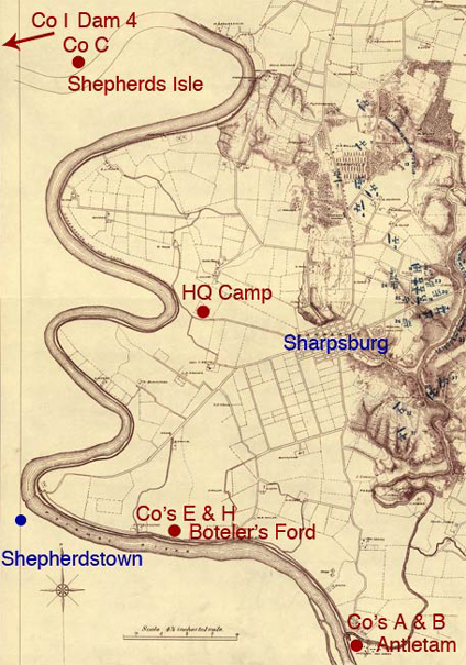 Map of the Fords around Sharpsburg