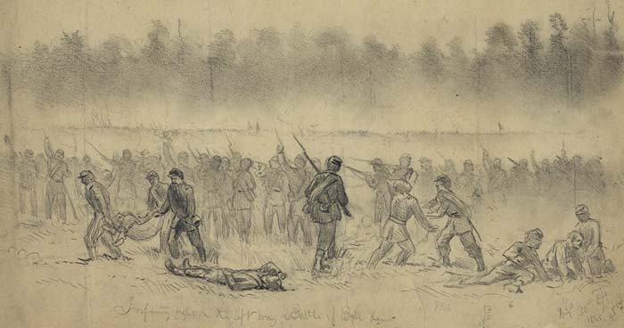 Edwin Forbes sketch of the battle on Chinn Ridge; Aug. 30th