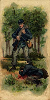 Illustration of Union soldier passing dying comrade