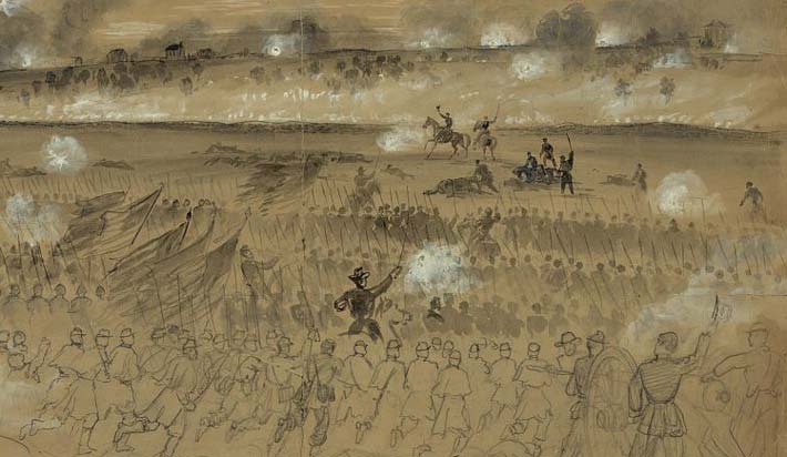 Artist Alfred Waud's sketch of Gen. Humphreys Attack on Marye's Heights