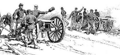 sketch by unknown artist of Union Artillery