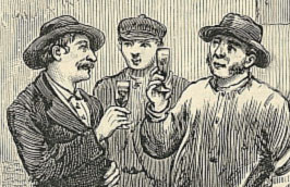 Illustration of 3 men drinking a toast