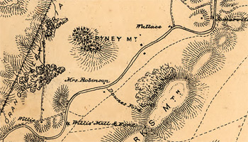 Civil War era map showing Downes Ford (also Robertson's Ford0