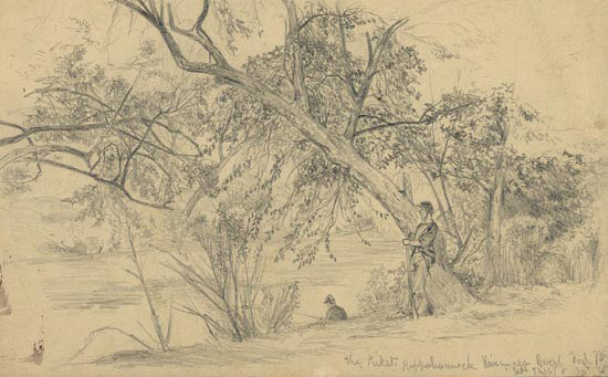 Union Pickets at Beverly Ford Sept. 9, 1863 sketched by Edwin Forbes