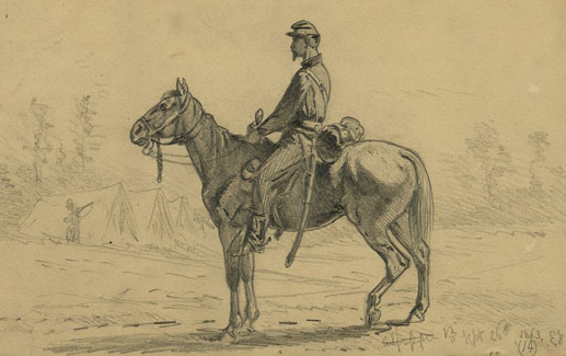 Edwin Forbes sketch of a Cavalryman, date Sept. 26, 1863