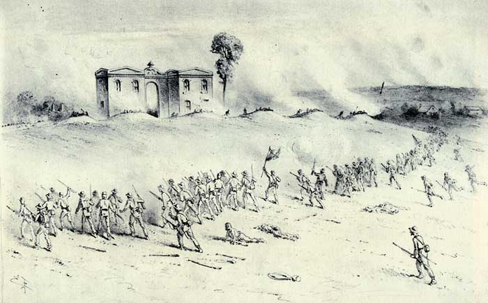 Edwin Forbes illustratin, Confederate Attack on Cemetery Hill