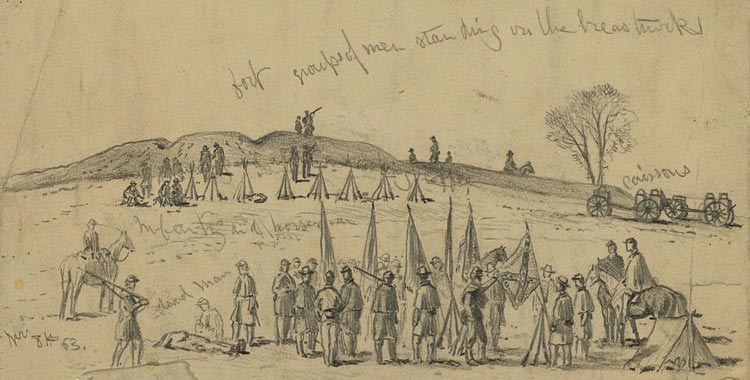 Edwin Forbes November 8 Sketch of Captured Flags