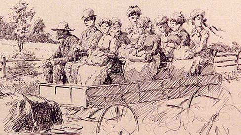 A.B. Frost illustration; A Wagon Load of Nurse Maids