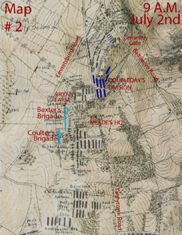 Map, Robinson's Division, July 2, 9 a.m.