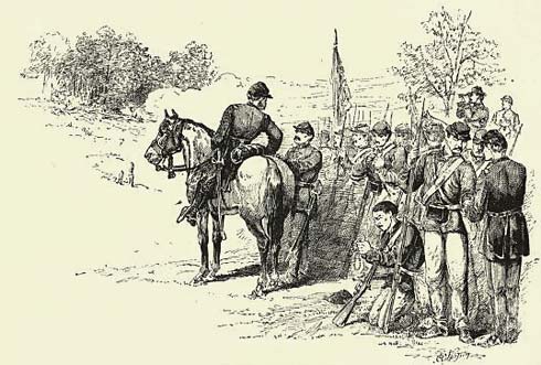 illustration of soldiers waiting in line of battle