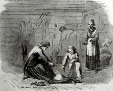 Harpers Illustration of Southern women making corn meal