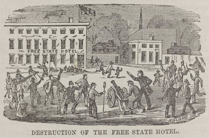 Illustration of the Militia preparing to destroy the Free State Hotel