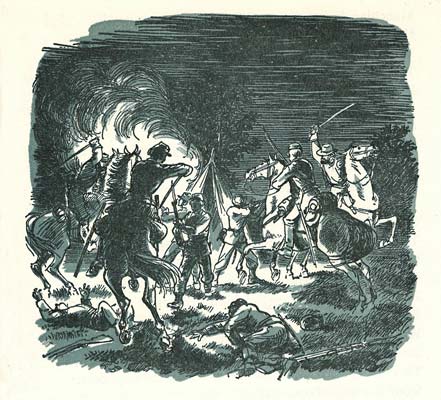 Fritz Kredel illustration of cavalry attack