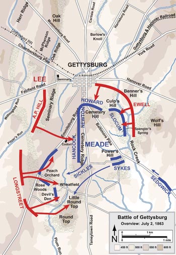 Gettysburg Battle Map, July 2