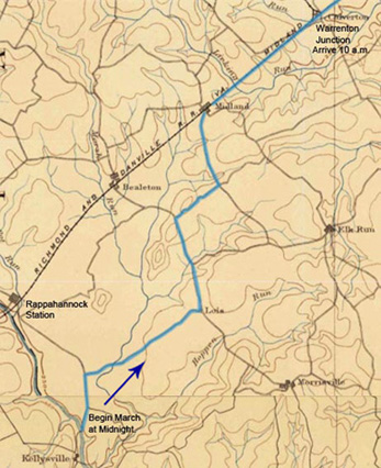 Map of the first part of the march October 13, 1863