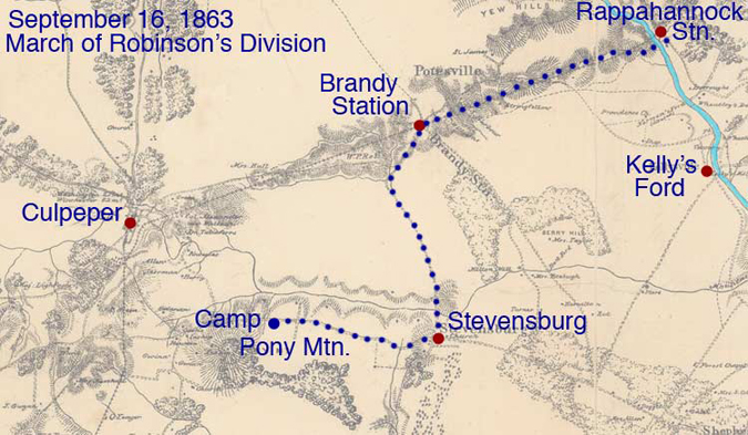 Map, March of Robinson's Division, Sept. 16, 1863