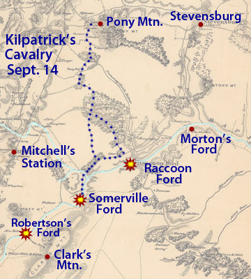 Map of Kilpatrick's skirmishes, Sept. 14, 1863