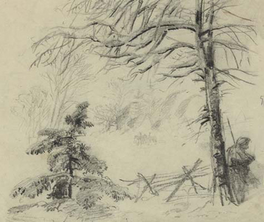 sketch of a picket in snow