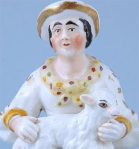 Victorian Era porcelain of lady and lamb