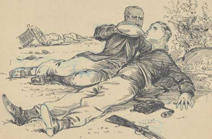 Charles Reed sketch, Two Soldiers sharing a canteen