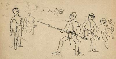 Charles Reed sketch of Garibaldi Guards drilling