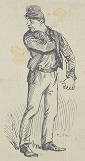Charles Reed Illustration of terrified soldier scratching