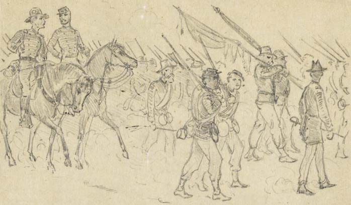 Charles W. Reed sketch - Marching