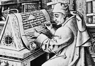 illustration of a medieval scribe