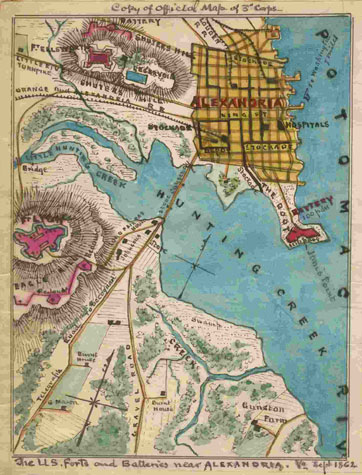 Robert Knox Sneden map showing Fort Ellsworth