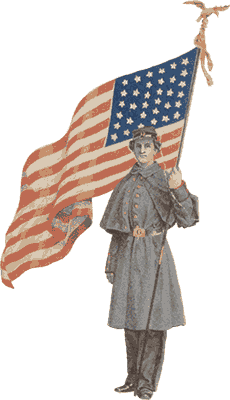 graphic of soldier with an american flag
