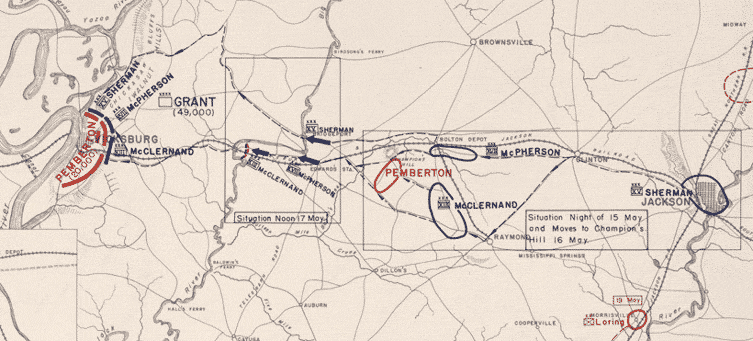 Vicksburg Campaign Map, May 15-19
