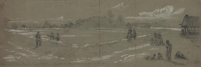 Belle Isle Prison Grounds by A.R. Waud