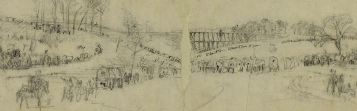 Alfred Waud Sketch of Cedar Run Bridge near Catlett's