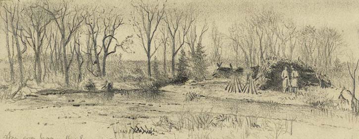 Picket Post at Potomac Creek by A.R. Waud