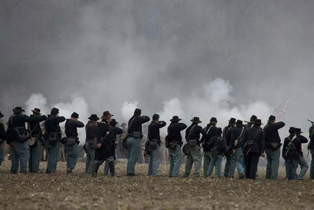 Photo by Buddy Secor - Union Soldiers firing in line