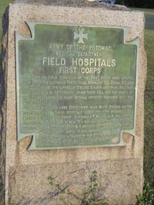 Plaque Commemorating Field Hospitals, Adams County, PA