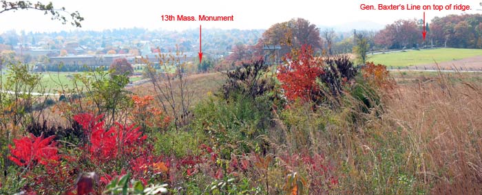 Slope of Oak RIdge to the 13th MA Position, Gettysburg