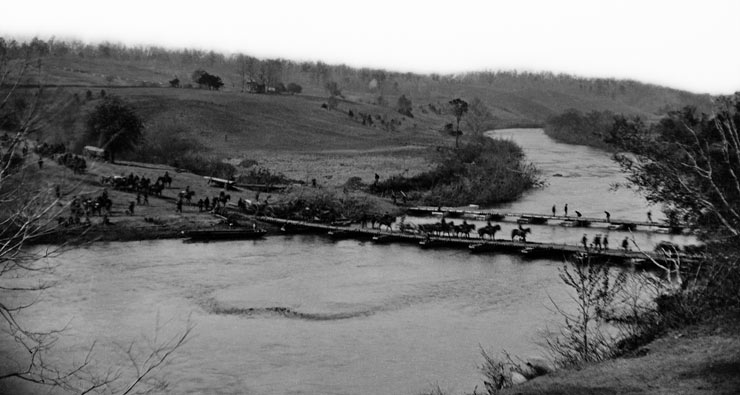 Union Artillery crossing the Rapidan at Germanna Ford
