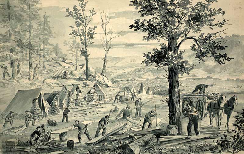 Army of the Cumberland building Winter Quarters, 1863
