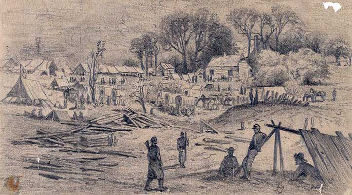 Edwin Forbes sketch of 5th Corps Field Hospital, Spotsylvania