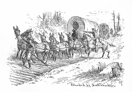 Edwin Forbes illustration of Rebels ambushing a supply wagon