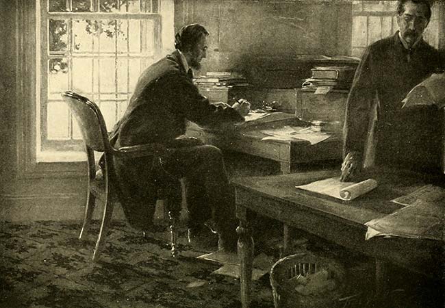 illustration by relyca, Lincoln at the Telegraph Office