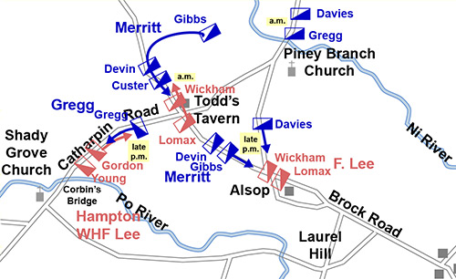 Map, Spotsylvania Cavalry Fights May 7-8