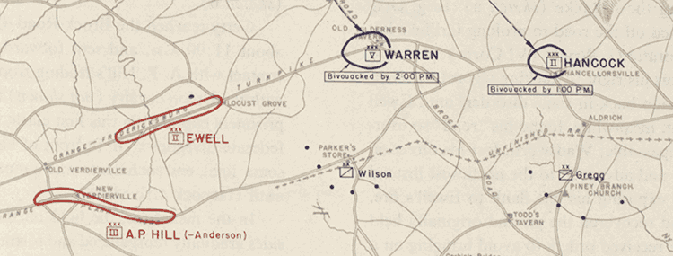Map of Wilson's Position May 4, Evening