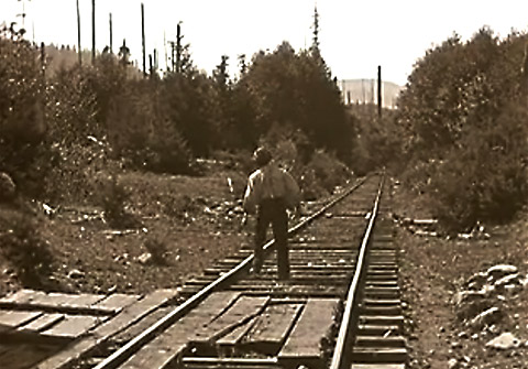 Buster Keaton on Railroad Track